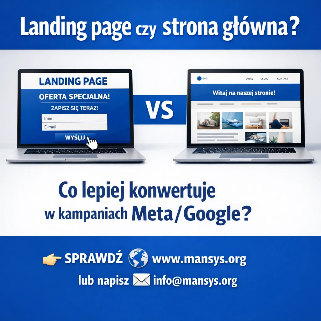 Strony internetowe dla firm a landing page dla firm – co lepiej konwertuje w kampaniach Meta i Google?